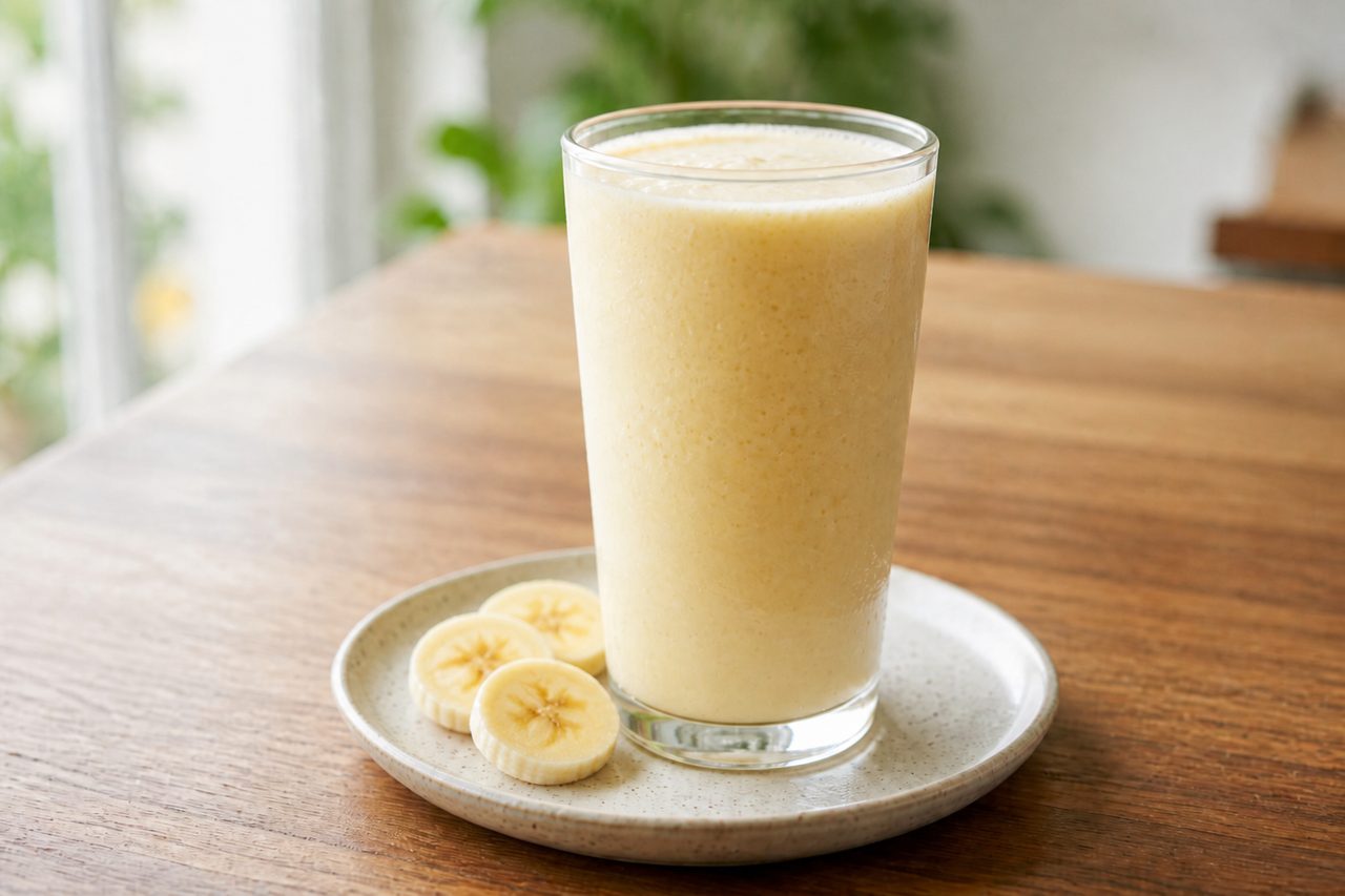 Banana Smoothie: Creamy banana blended with your choice of mixer. Amplify optional.