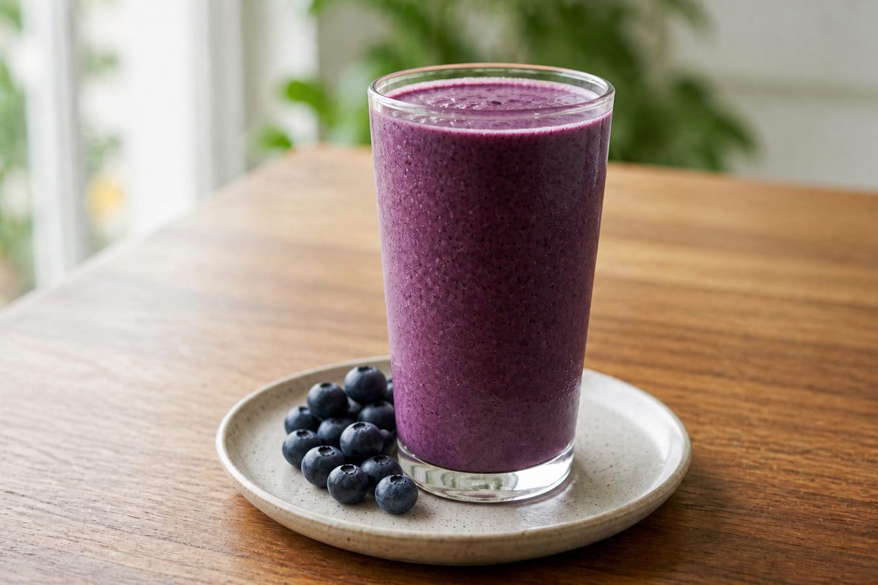 Blueberry Smoothie: Bright blueberry blend with your choice of mixer. Amplify optional.