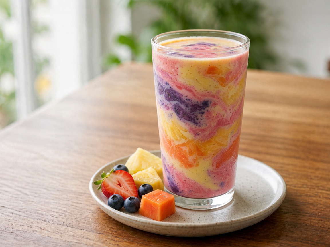 Build a Smoothie: Pick size ($6.50 / $7.50), mixer, Fruit (all fruits +$1 each), and Amplify. Evaporated milk and lime juice removed from mixers.