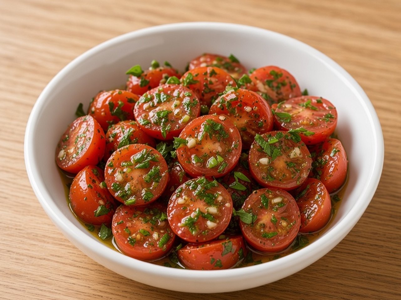 Extra marinated tomato (6 oz): Marinated tomato, 6 oz side.