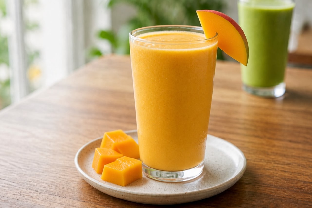 Mango Smoothie: Sweet mango blend with your choice of mixer. 16 oz or 20 oz. Amplify optional.