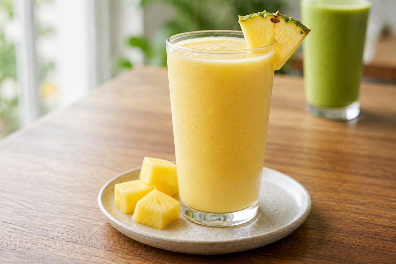 Pineapple Smoothie: Fresh pineapple blend with your choice of mixer. Amplify optional.
